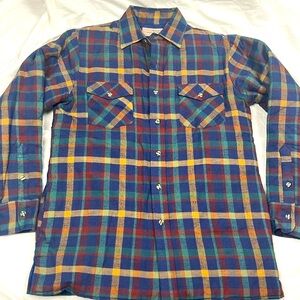 Vintage flannel button up shirt/jacket with silk insulated interior and pockets